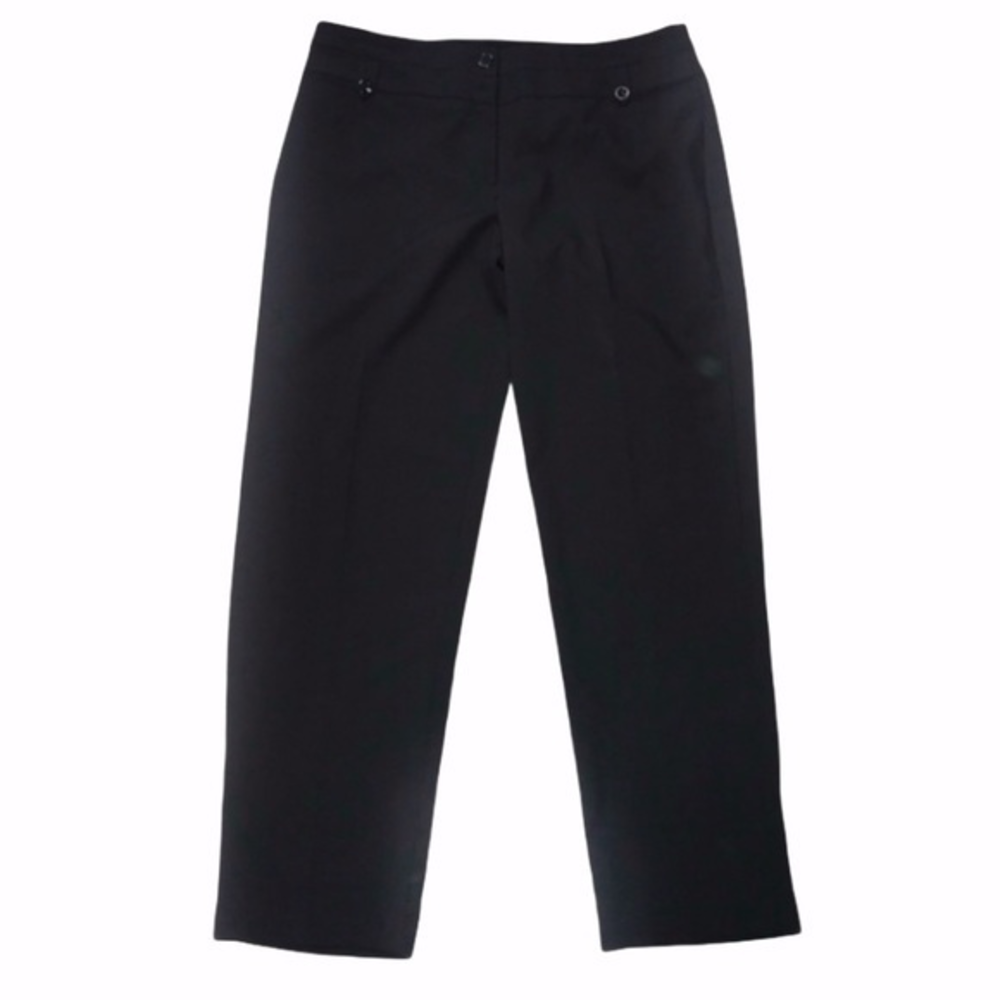 Dunnes 18 black straight‎ leg button detail high rise classic career pants